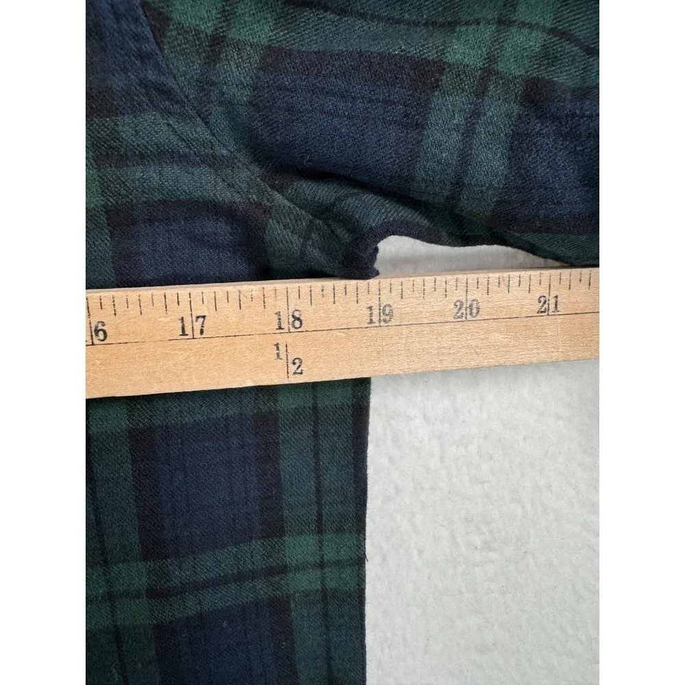 J.Crew Flannel preppy plaid‎ Pajama top hunter green 90s sz XS